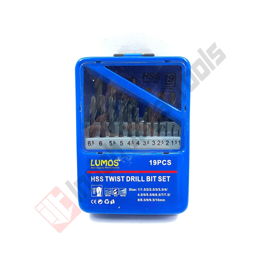 LUMOS Mata Bor Besi Set 19 Pcs HSS 1 - 10 mm Drill Set