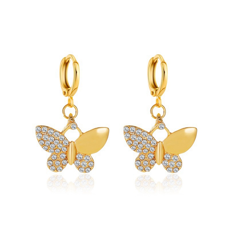 New Women's Earrings Fashion Zircon Butterfly Dangle Earrings For Women Animal Sweet Colorful Drop Earrings Girls Jewelry