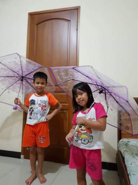 Ra 11 Payung Lipat Transparan Motif Bunga Sakura