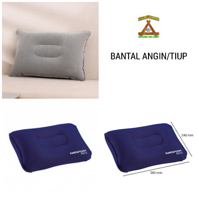 Bantal Angin Tiup Portable Bahan Pvc Lapis Suede