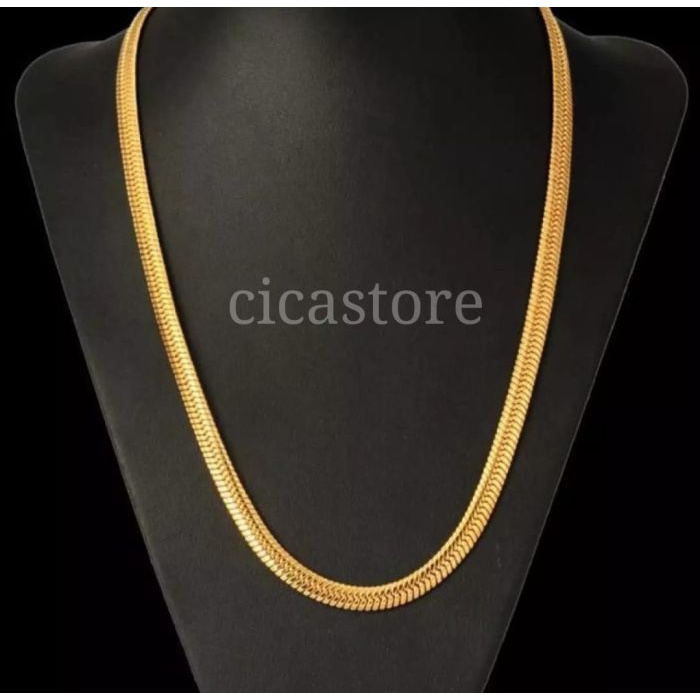 Kalung Gepeng Belut Titanium Anti Karat Dan tidak mudah Luntur Gold New