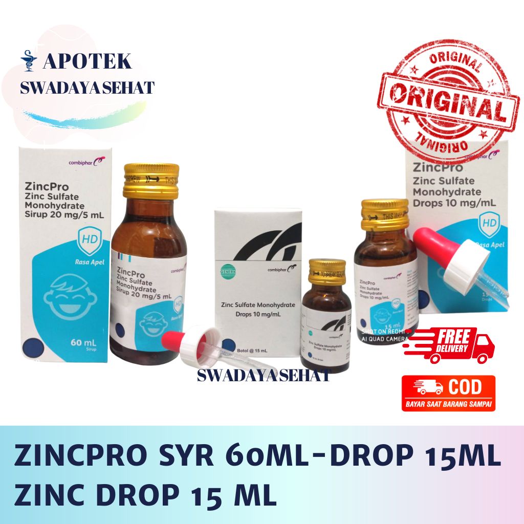 ZINCPRO SYRUP 60 ML DROPS 15 ML Rasa Apel - Zinc Drop Biasa Generik Combi Suplemen Diare Anak Bayi