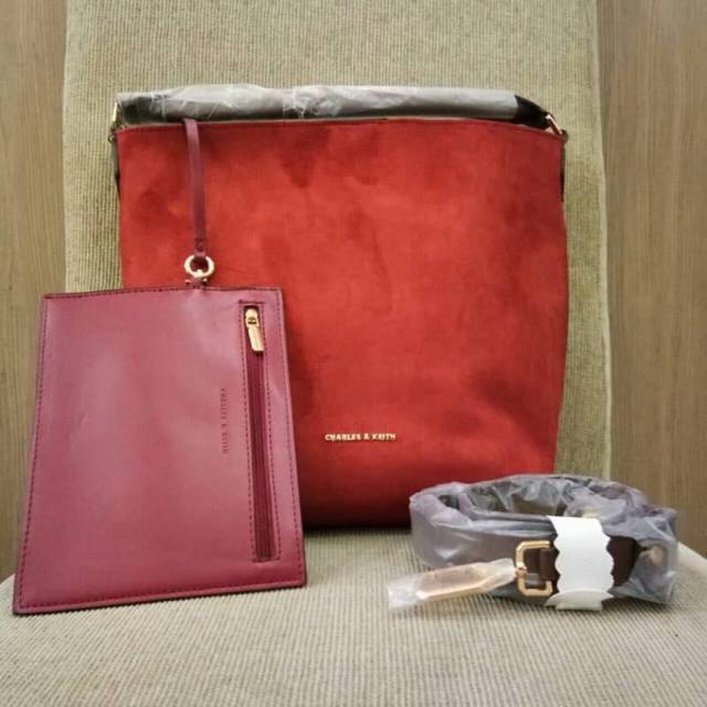 Charles and keith textured hobo bag