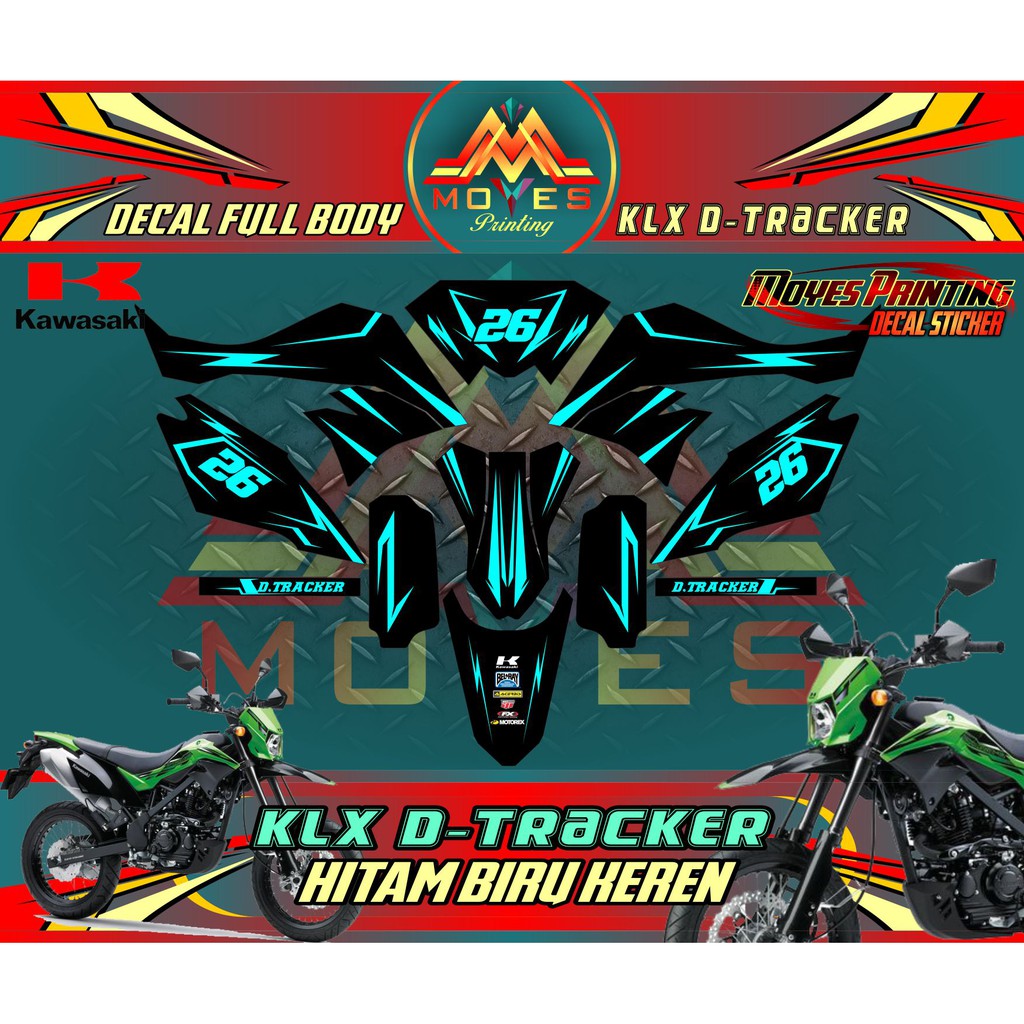 Jual Decal Sticker Full Body Kawasaki KLX Dtracker 150 Sticker Motor KLX D Tracker 150 Motif Hitam Biru Indonesia Shopee Indonesia