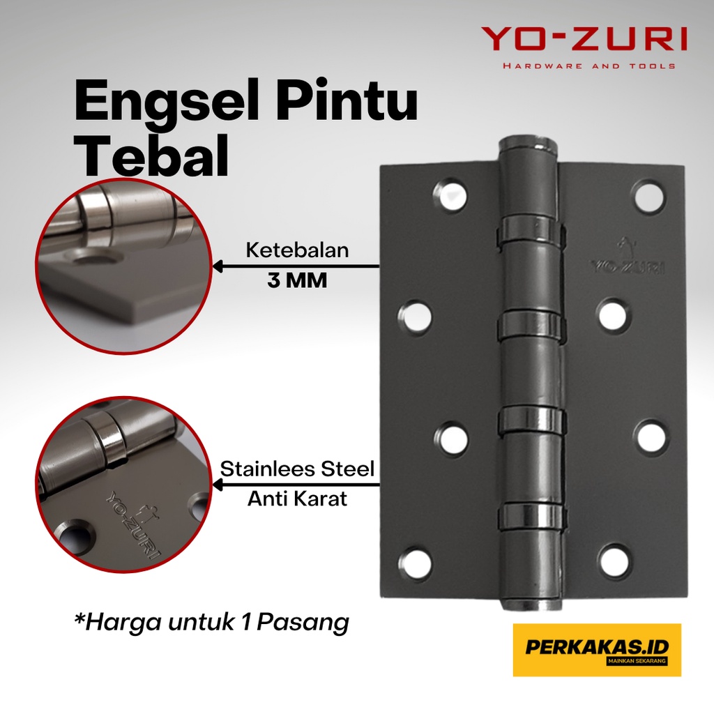 Engsel Pintu Jendela Rumah Stainlees Steel 304 Tebal Bering Original 1 Set YOZURI