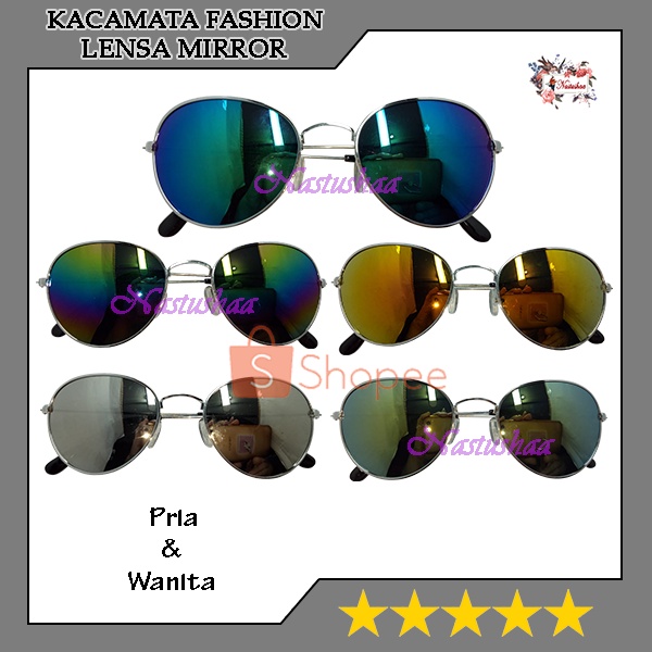 Kacamata Gaya Wanita dan Pria Fashion Retro Lensa Mirror Bingkai Metal Ringan Oval Korea Sunglasess NOCASE