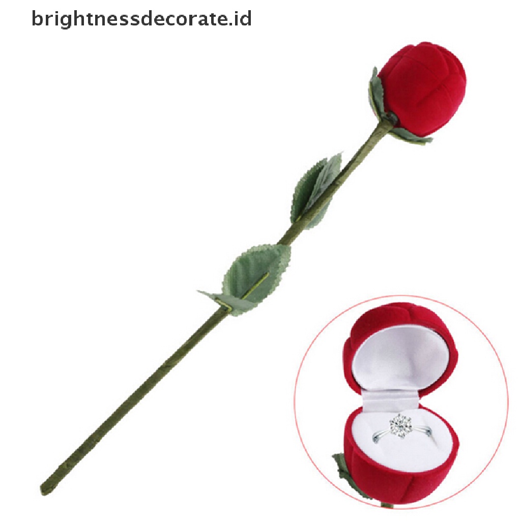 Kotak Perhiasan Cincin Anting Bentuk Mawar Merah Romantis Untuk Hadiah Pernikahan