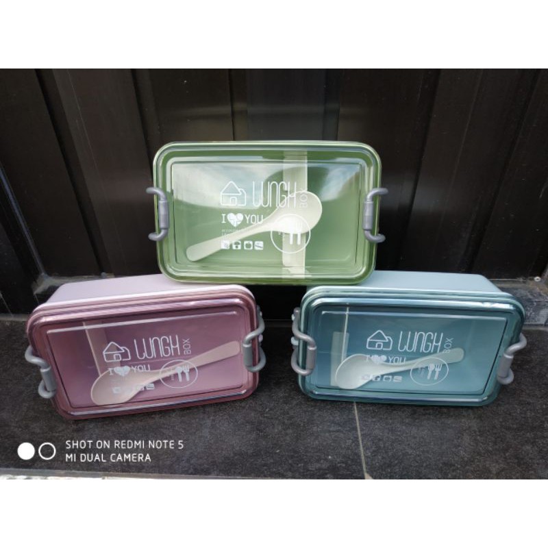Lunch box 2 sekat tempat bekal makan anti tumpah seal karet
