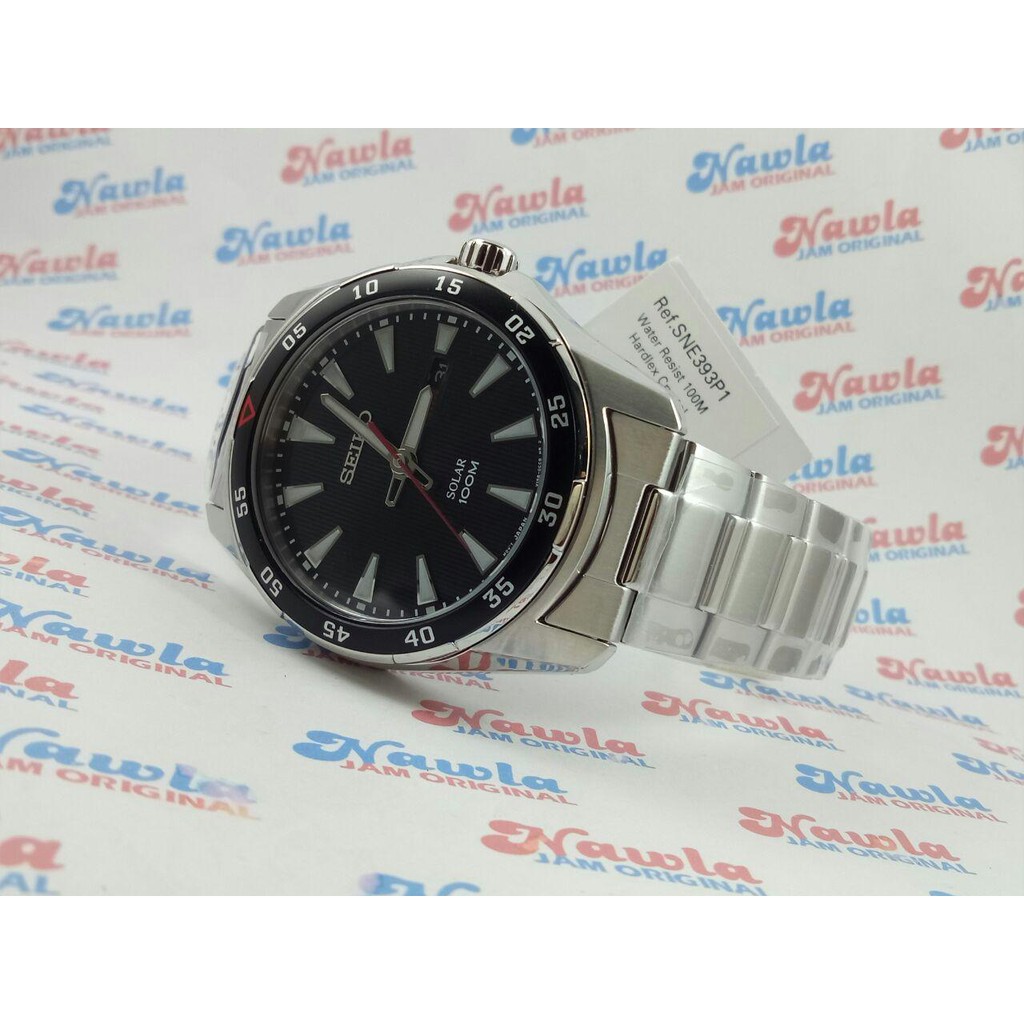 Seiko Mens SNE393P1 Solar Black Dial-Bezel | Jam Pria SNE393