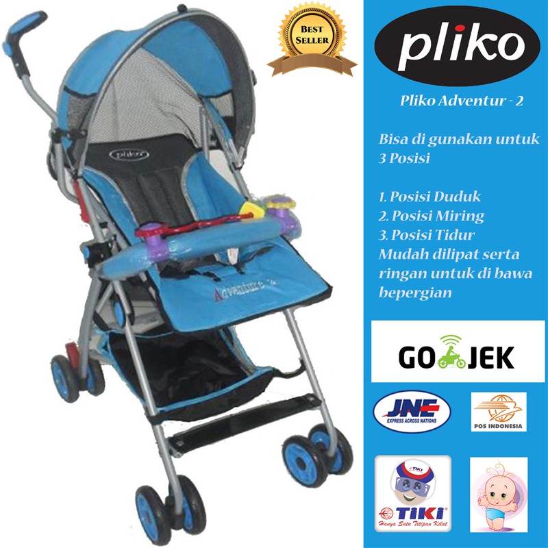 Stroller Pliko Adventure 2 Warna Ocean Blue Shopee Indonesia