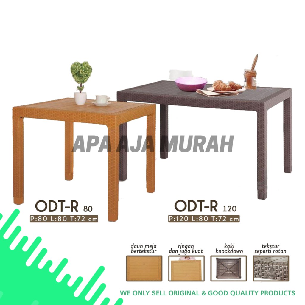 MEJA TAMU / MEJA MAKAN / MEJA MOTIF RATTAN MEJA PLASTIK ANYAMAN ROTAN OLYMPLAST - ODT RATTAN ODT 80-2