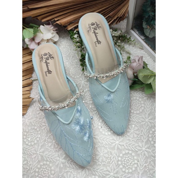 sepatu Azwa babyblue tinggi 5cm kaca