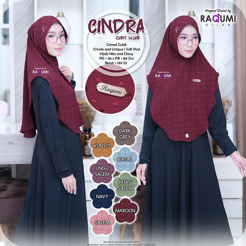CINDRA CUBIT HIJAB RAQUMI ORIGINAL | KHIMAR SOFTPAD | KHIMAR CIRCLE | NEW RAQUMI HIJAB