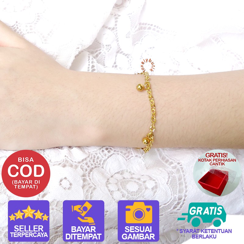Lovelybutik Gelang Anak Titanium Asli Anti Karat BolA2 Gelang Tangan Anak Rantai Nori donat Ukuran 15 Cm BONUS KOTAK PERHIASAN