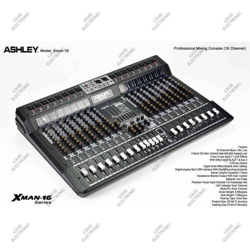 Mixer Audio ASHLEY XMAN16 XMAN-16 16 Channel USB Bluetooth ORIGINAL