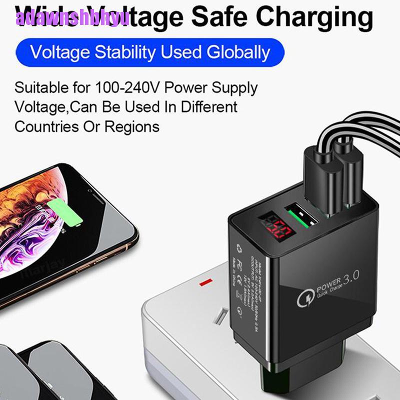 Adapter Hub Charger Dinding 3 Port USB 3.0 Fast Charging Digital QC 3.0 Dengan LED Power