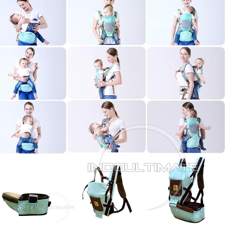 (MURAH) 5in1 Gendongan Bayi Hipseat BABY LEON Depan Multifungsi (0-3 Tahun) Anti Capek Kanguru by-60