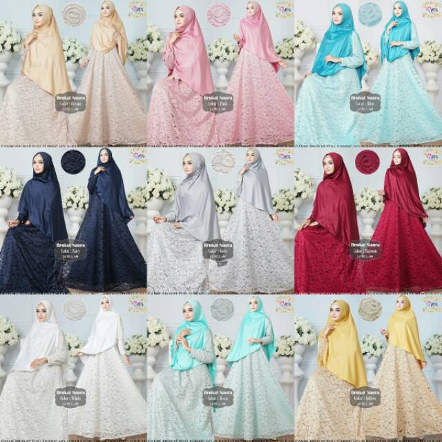 Brukat naura syari / gamis brukat syari / set syari