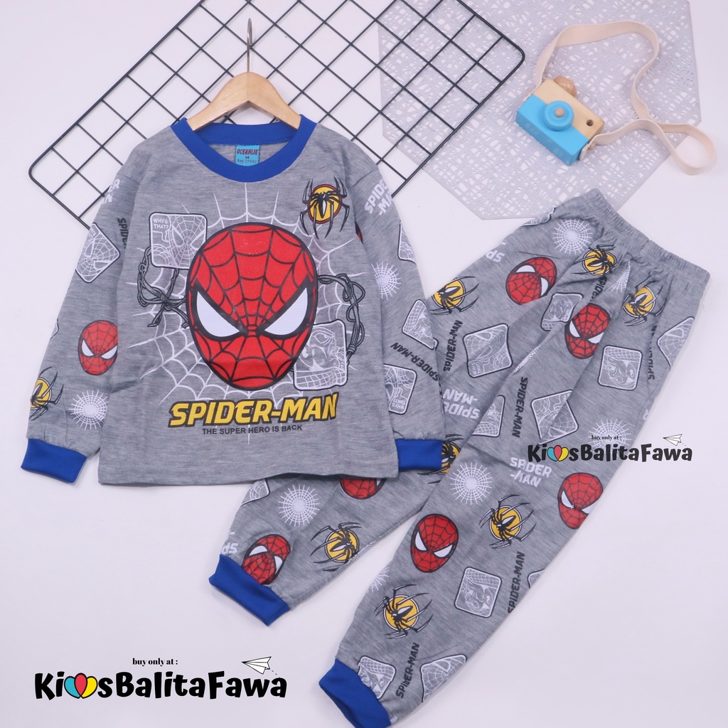 Setelan Marvell uk 3-8 Tahun / Atasan Cowok Baju Tidur Piyama Kaos Set Kaos Anak Celana Panjang Baju Laki