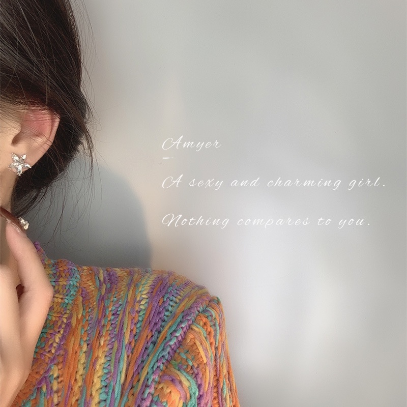 Asimetris anting-anting telinga klip wanita anting-anting baru fashion rumbai telinga hook klip teli