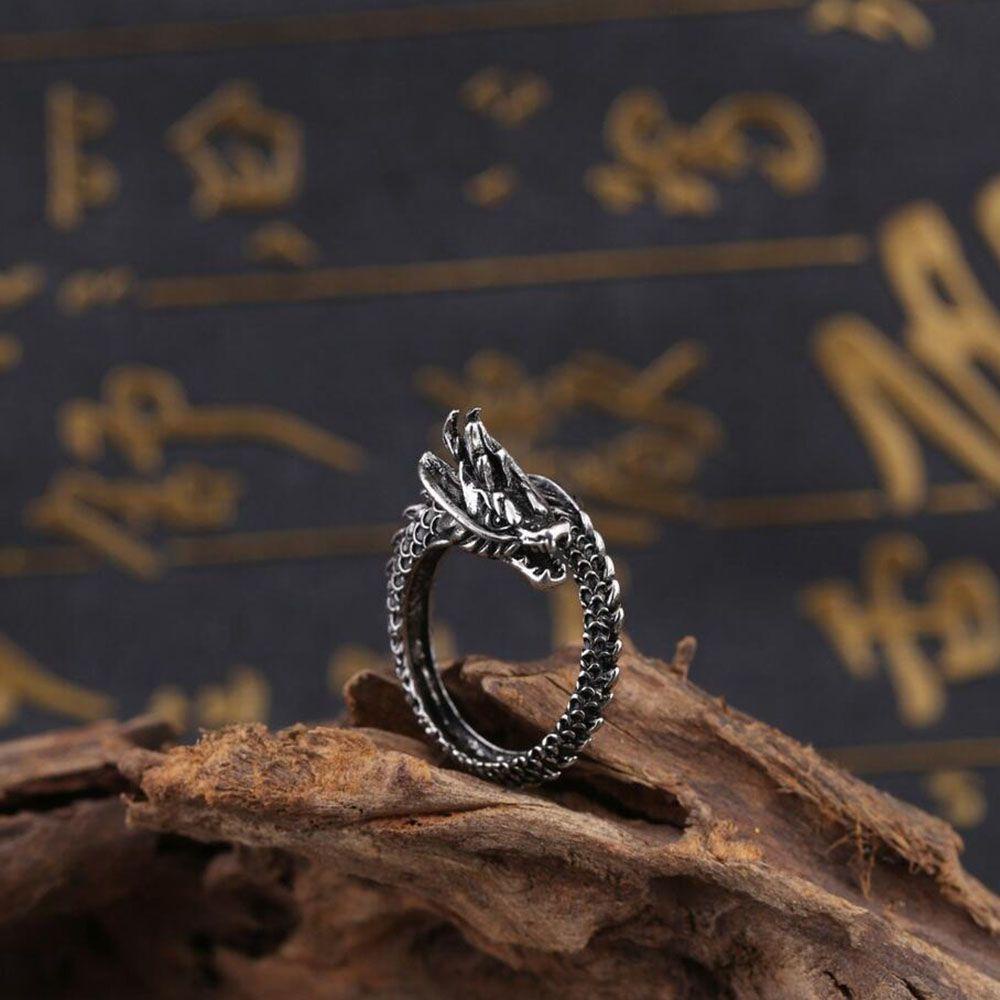 Lily Naga Cincin Mendominasi Pria Biker Rock Gothic Unisex Adjustable Vintage