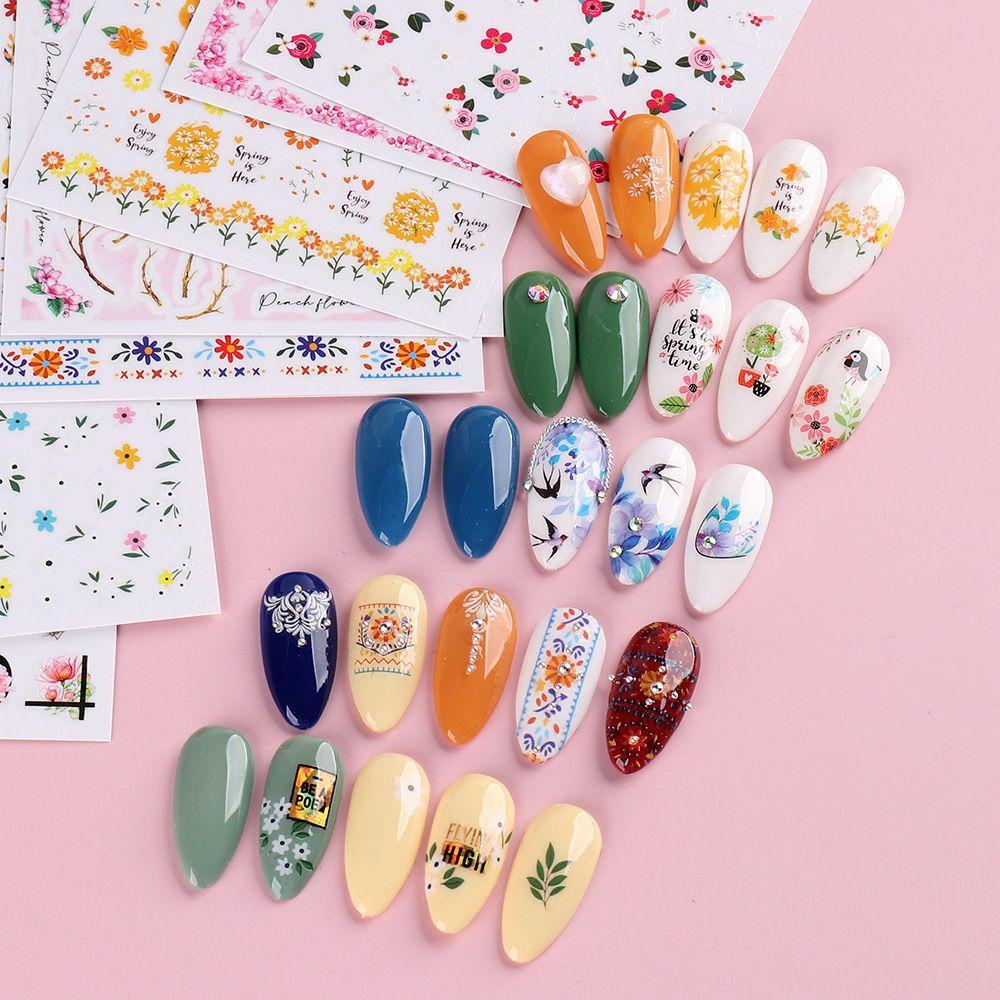 AUGUSTINA Agustin 3D Stiker Nail Art Elegan Fashion Bunga Wanita Dekorasi Nail Art Mawar Daisy Valentines DIY Manicure Accesorios