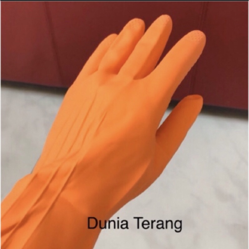 Sarung Tangan Karet Latex / Latex FREDER Size L ORANGE KUNING