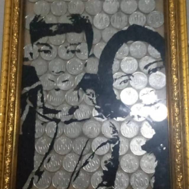 Lukisan Kaca/simbolis pernikahan/lukisan koin