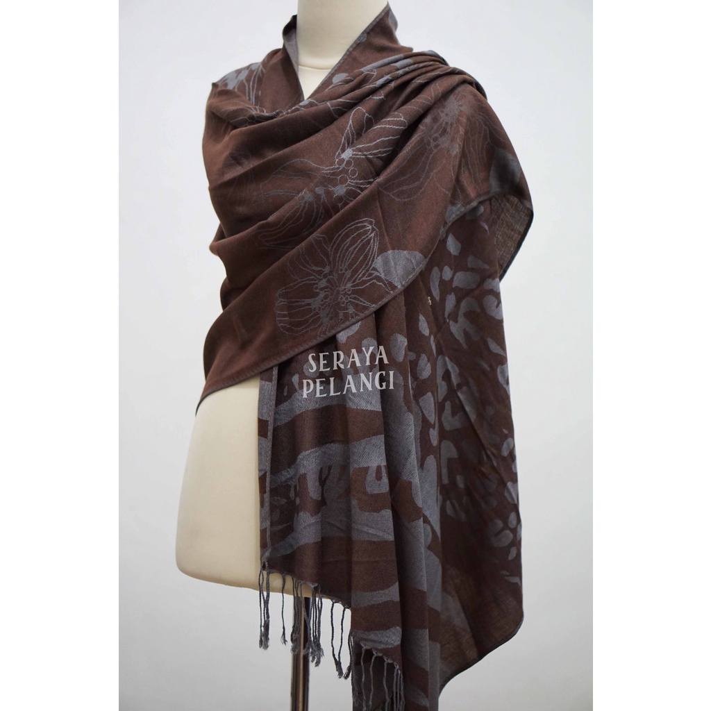 Pashmina Cashmere Motif Bunga 09 | Animal Print/Macan | Selendang | Scarf | Syal | Shawl | Pasmina | Souvenir | Hadiah Ulang Tahun | Birthday Gift | Aksesoris Fashion Wanita | Premium Import Quality | Grosir Murah | Luxury Scarf