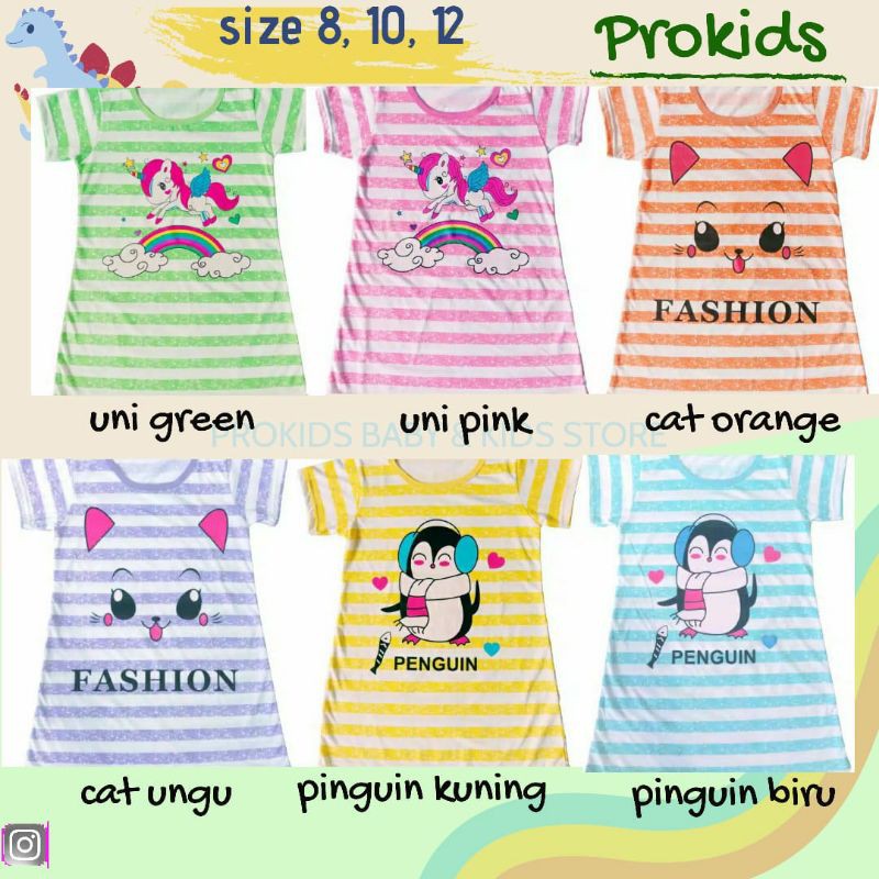 Daster Anak Perempuan Karakter Lucu / Daster Baju Anak Perempuan