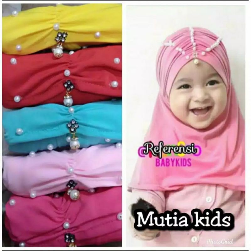 jilbab / anak / bayi / hijab /allsize 0-3 tahun/ MUTIARA ANTING KENING / STOK