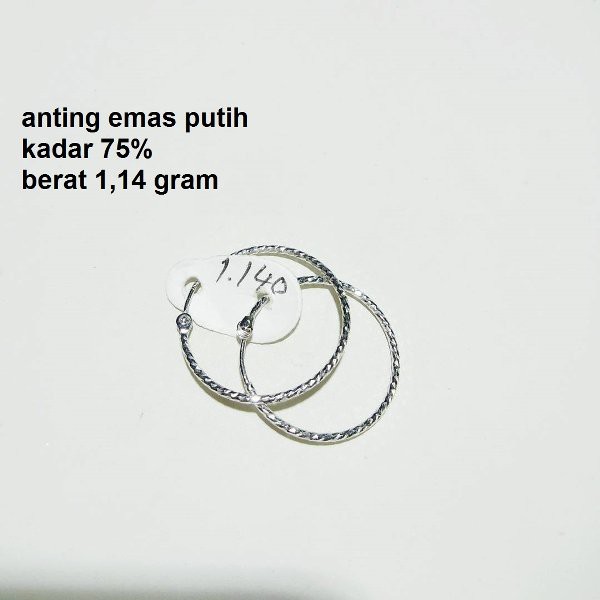 Anting gipsy emas putih kadar 750