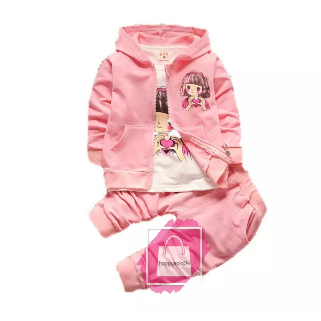 PROMO SETELAN JAKET 3 IN 1 HOODIE ANAK 1-5 TAHUN SETELAN LOVE GIRL HOODIE  DAN PEREMPUAN