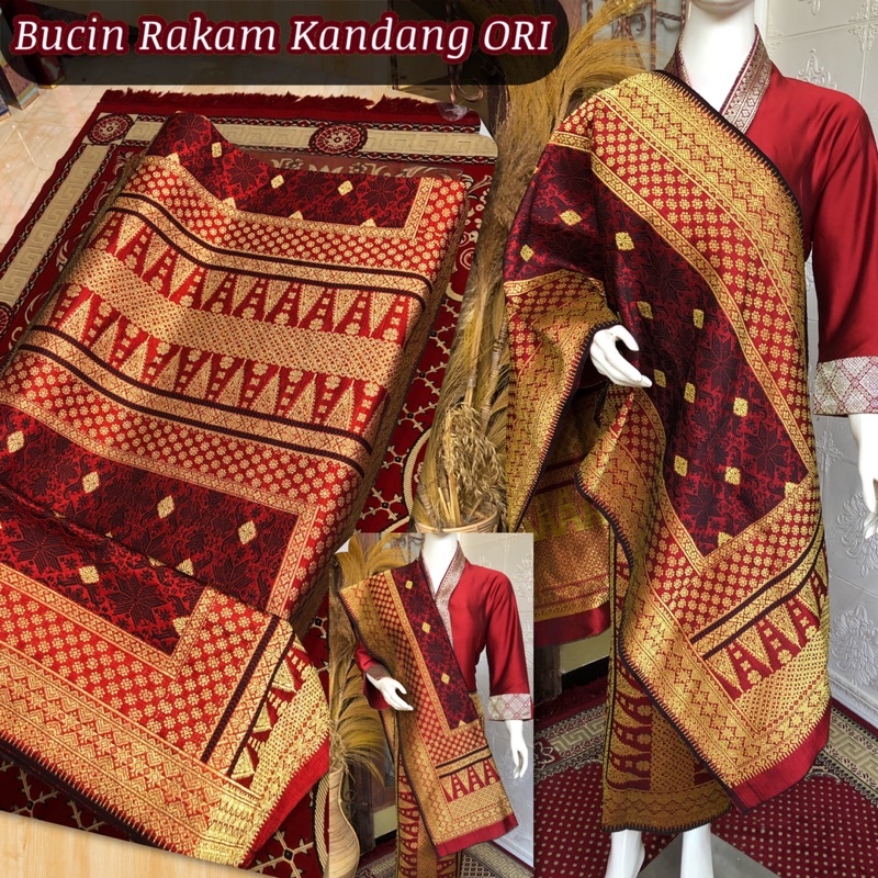 Songket Bunga Cina Rakam Merah ORI / songket tenun asli palembang /ilham songket palembang