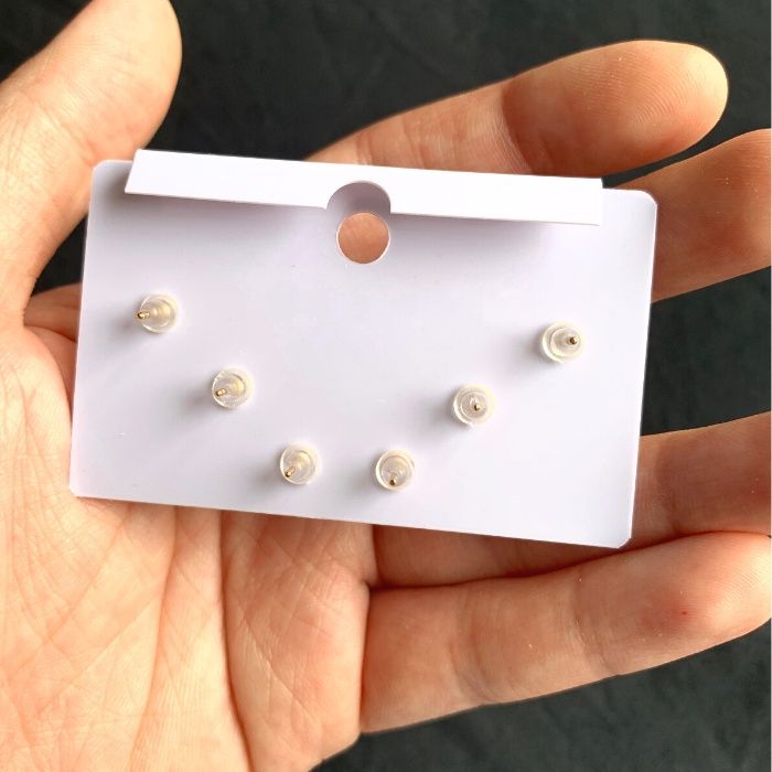 Anting Wanita Kecil Bulat Emas 3 in 1 - Anting Tiga Ukuran Bulat Bola - Women Mini Earrings Silver Plated-1