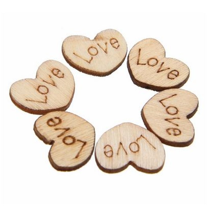 Wooden Love Heart Love Letter (50pcs)