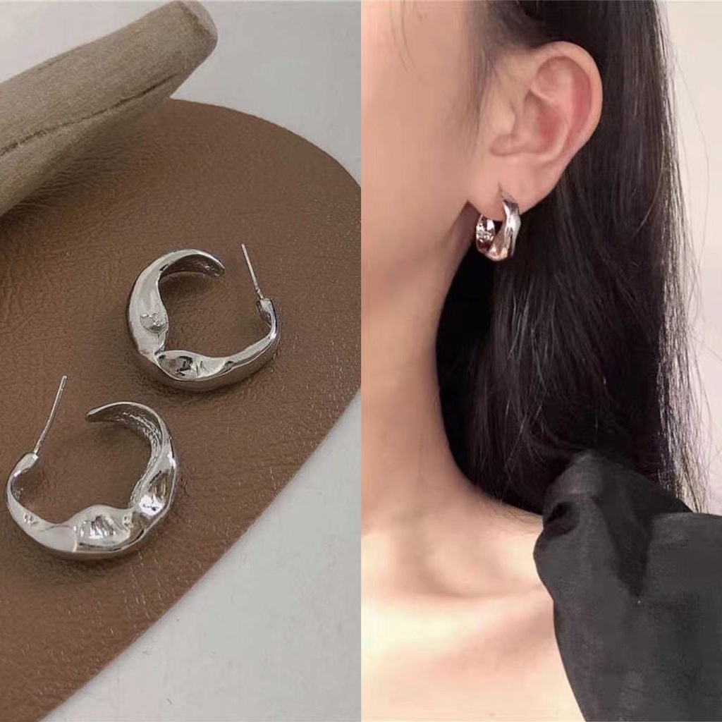 Anting Bentuk c Model Lipat Bahan metal Gaya Eropa Dan Amerika