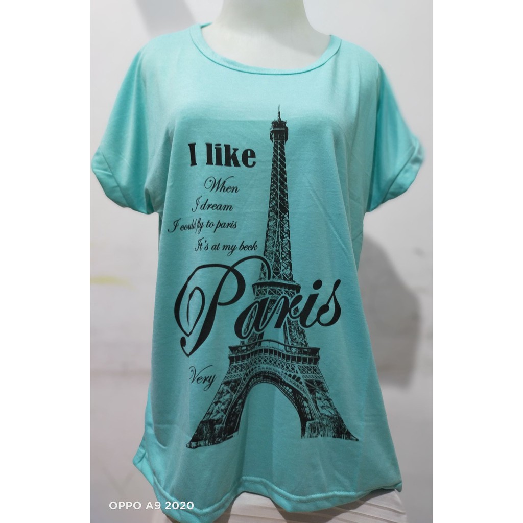 Kaos jumbo motif I LIKE PARIS murah meriah harga grosir