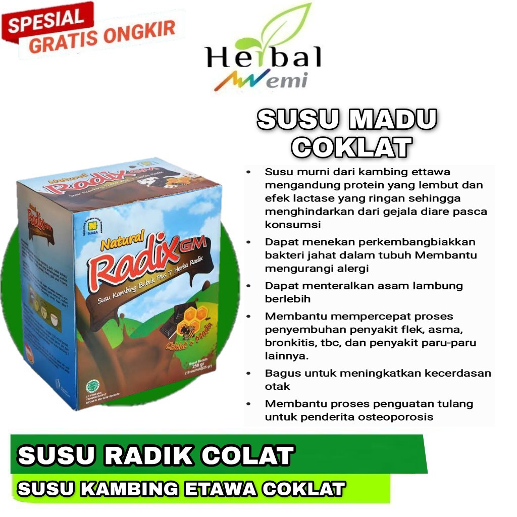 

Nasa Susu Radik Coklat [RADIKCO] - Susu Kambing Etawa untuk Kesehatan - 5 Sachet Susu murni Pengemuk