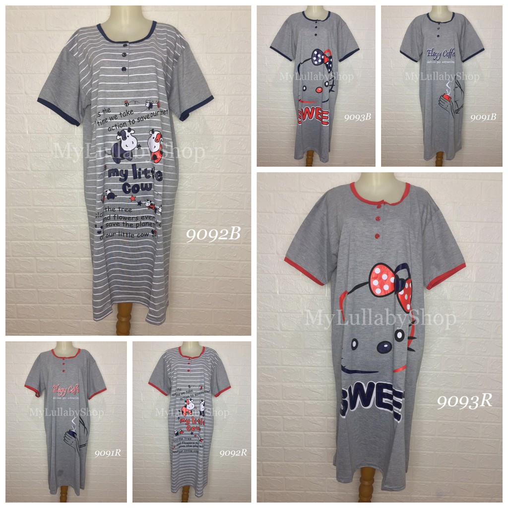 Daster Kaos Jumbo Kancing Depan Murah Baju Tidur Wanita Big Size