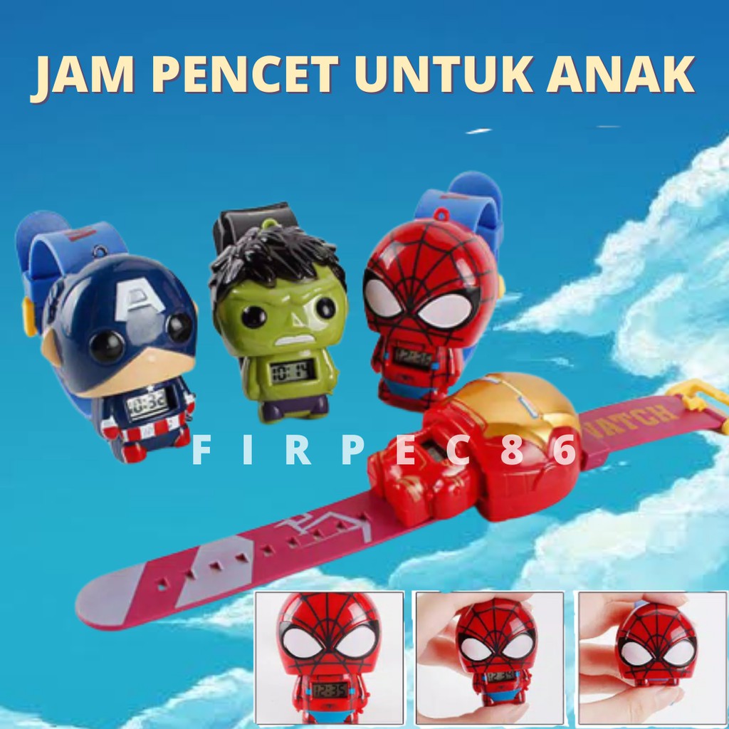 Jam Tangan Anak Karakter PENCET / AVENGER DC FROZEN PONNY DORAEMON / MODEL BARU