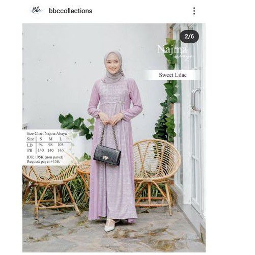NAJMA ABAYA by BBC COLLECTION - SWEET LILAC - Size M (plus Payet)