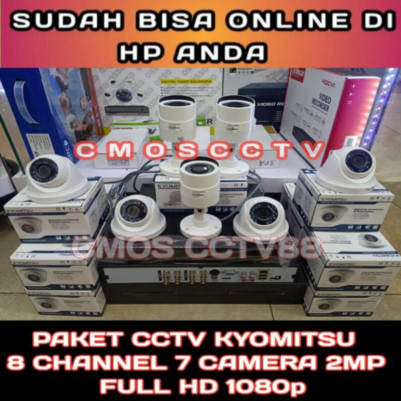 PAKET CCTV KYOMITSU 8 CHANNEL 7 CAMERA 2MP/1080P KOMPLIT HDD 500GB