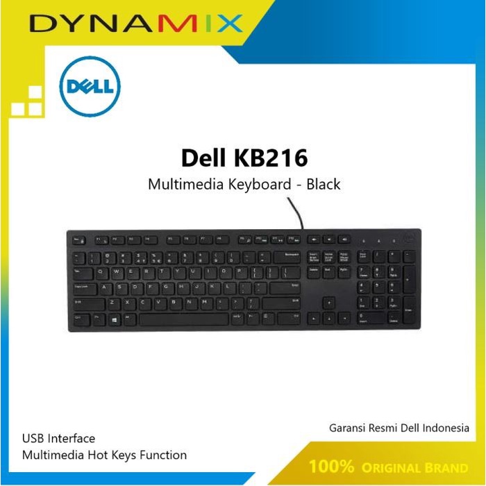 Dell KB216 USB Multimedia Keyboard - Black GARANSI RESMI