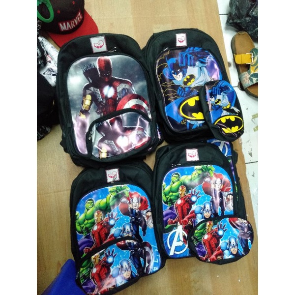 Ransel anak TK SD Avengers tas punggung anak laki-laki free tempat pensil