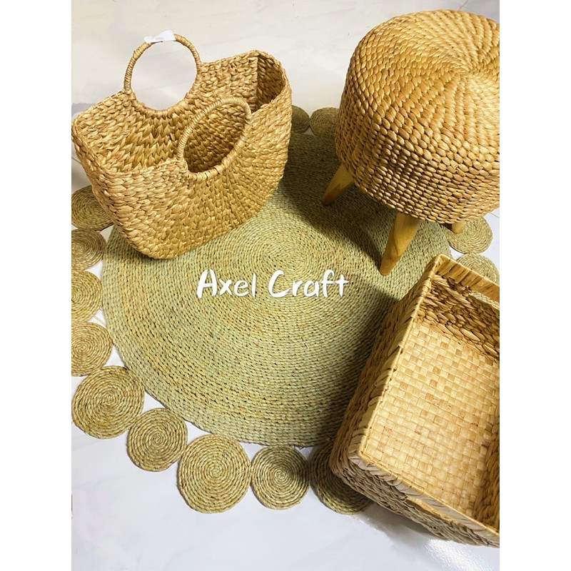 Karpet Anyaman, Stool 40cm Enceng Gondok, Rug Karpet, Basket enceng gondok, Keranjang Enceng Gondok