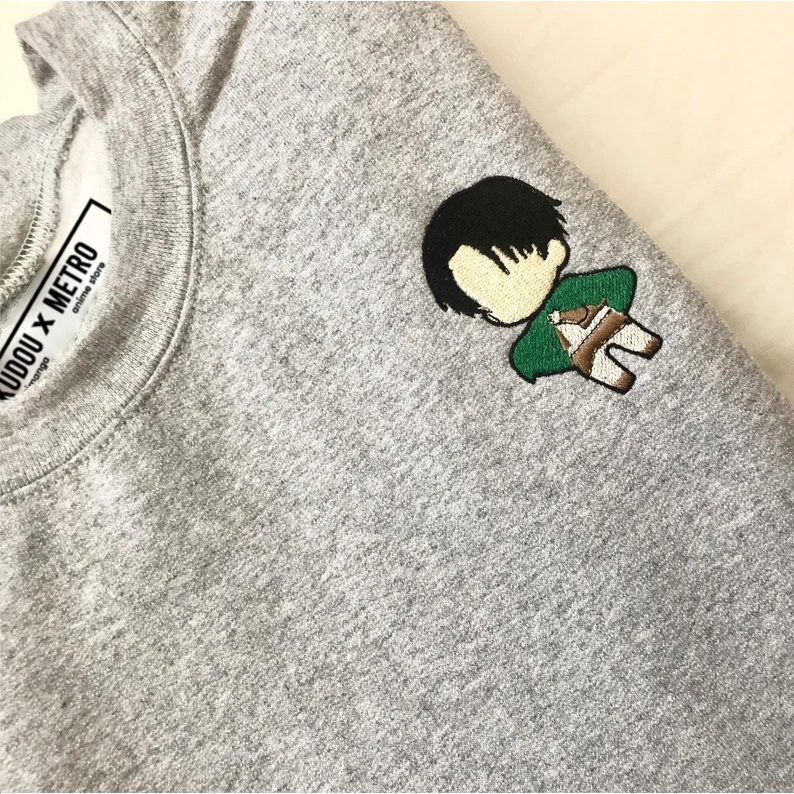 Crewneck Levi Ackerman Embroidery Anime Manga SNK AOT Attack On Titan Premium Unisex