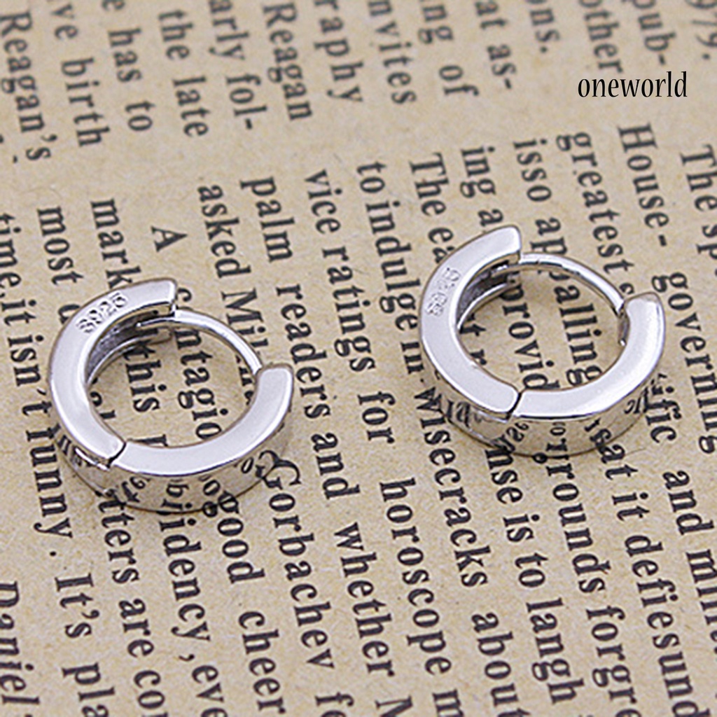 OW@ Earrings Round Hoop Design Simple Silver Plated Jewelry Gift Huggie Earrings for Daily Life