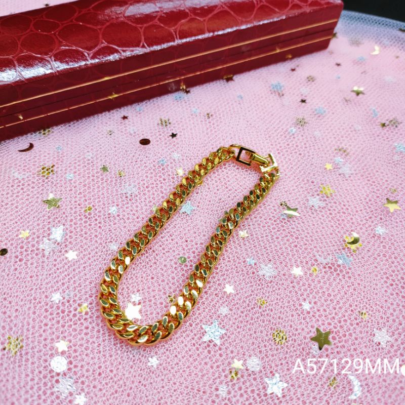 Gelang Tangan Wanita/Pria Titanium Anti Karat Lapis Emas Jewelry 7129/50899ME