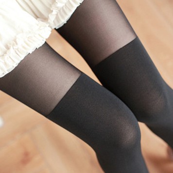 PH-08 pantyhose kaos kaki putih stocking black two tone overknee socks